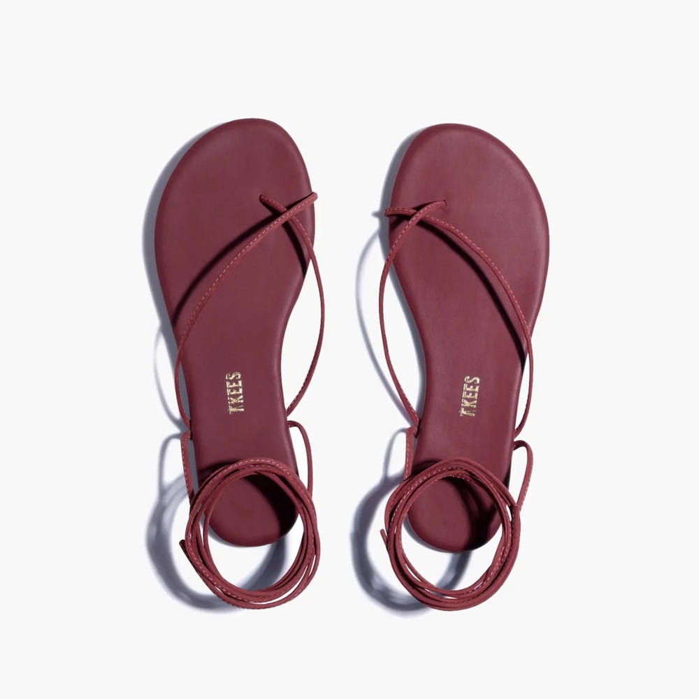 TKEES Women's Burgundy Strappy Wrap Sandals